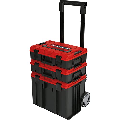 Original Einhell Set de maletín del sistema E-Case Tower (máx. 120 kg, compuesto de 3 maletines incl. accesorios, conservación y transporte de accesorios y herramientas, apilable, unible)